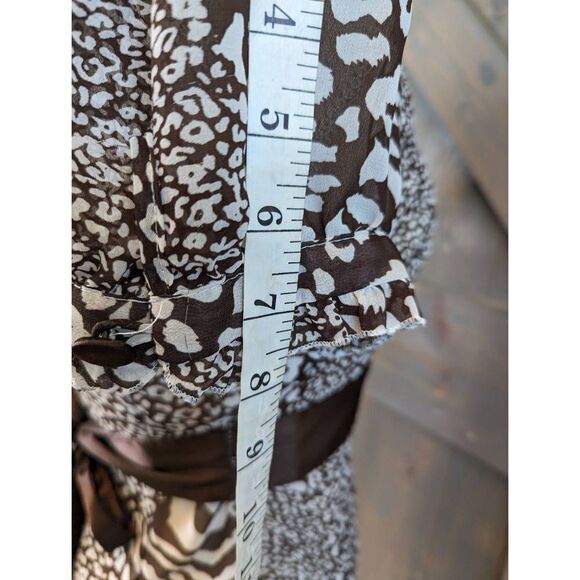 Cotton Express Blouse Top Women's Medium Babydoll Sheer Brown Animal Pri… - Picture 7 of 9